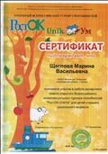 Сертификат подтверждающий , что принимала участие в работе экспертного совета открытого Всероссийского интеллектуального турнира способностей  "РосОК-UnikYm" для детей старшего дошкольного возраста.